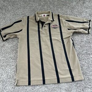 Vintage Disney Cruise Line Brown Stripe Embroidered Polo XL